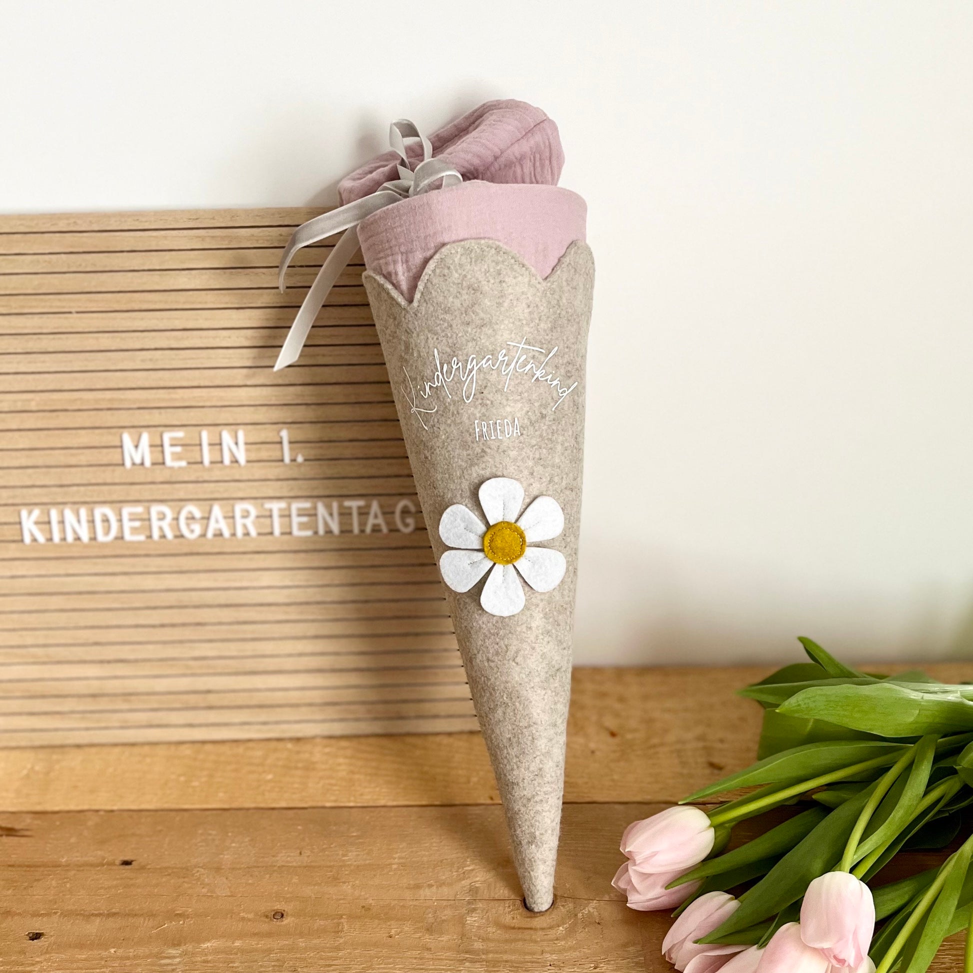 Geschwistertüte "Little Flower" | Kita-Tüte | Mini Schultüte aus Filz